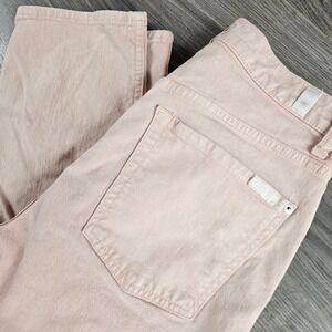 7 For All Mankind Women's High Waist Cropped Straight Leg Jeans Pink Sz 28